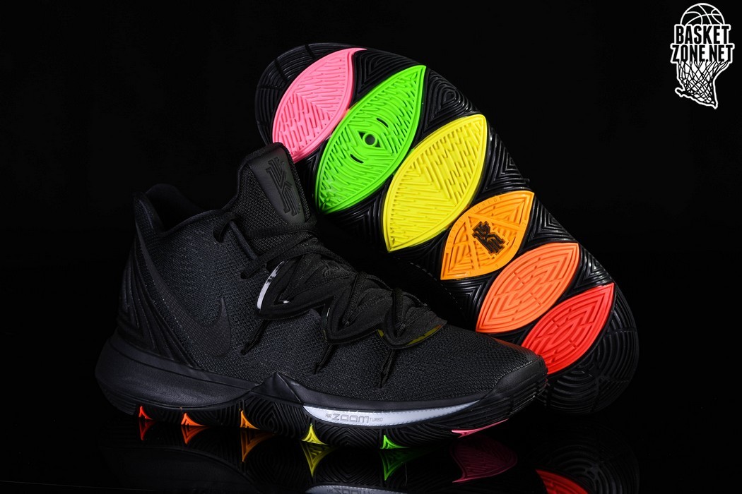 kyrie 5 black rainbow soles