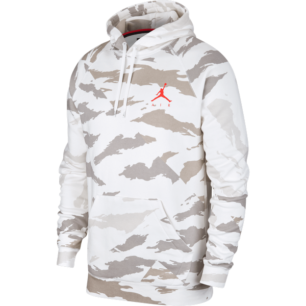 NIKE AIR JORDAN JUMPMAN FLEECE CAMO PULLOVER HOODIE WHITE
