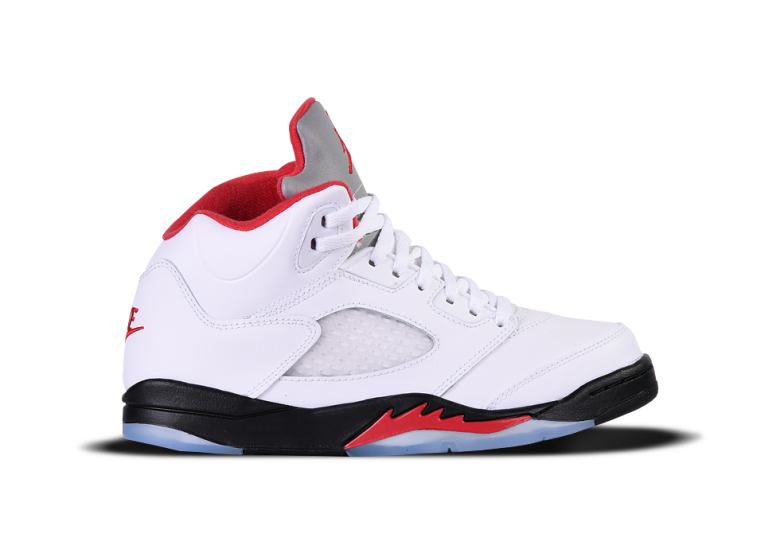 NIKE AIR JORDAN 5 RETRO PS FIRE RED SILVER TONQUE