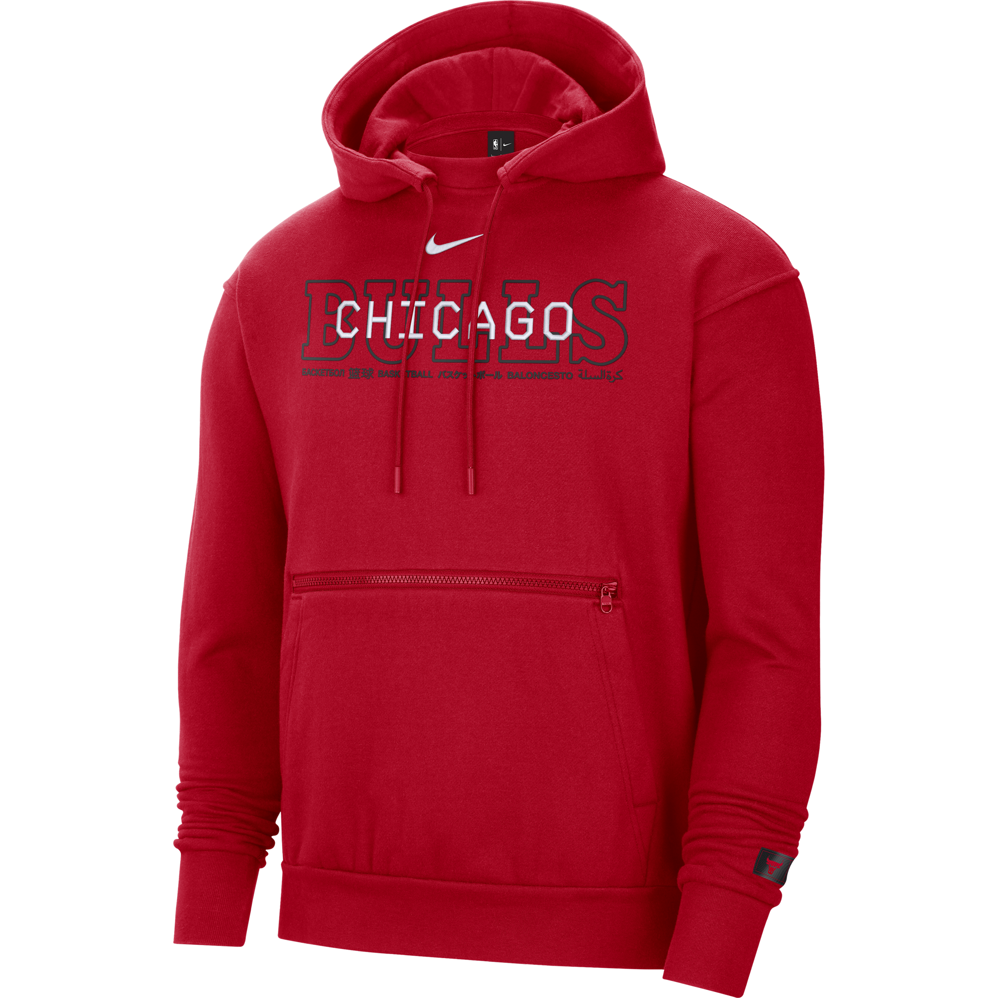 NIKE NBA CHICAGO BULLS COURTSIDE PULLOVER HOODIE UNIVERSITY RED