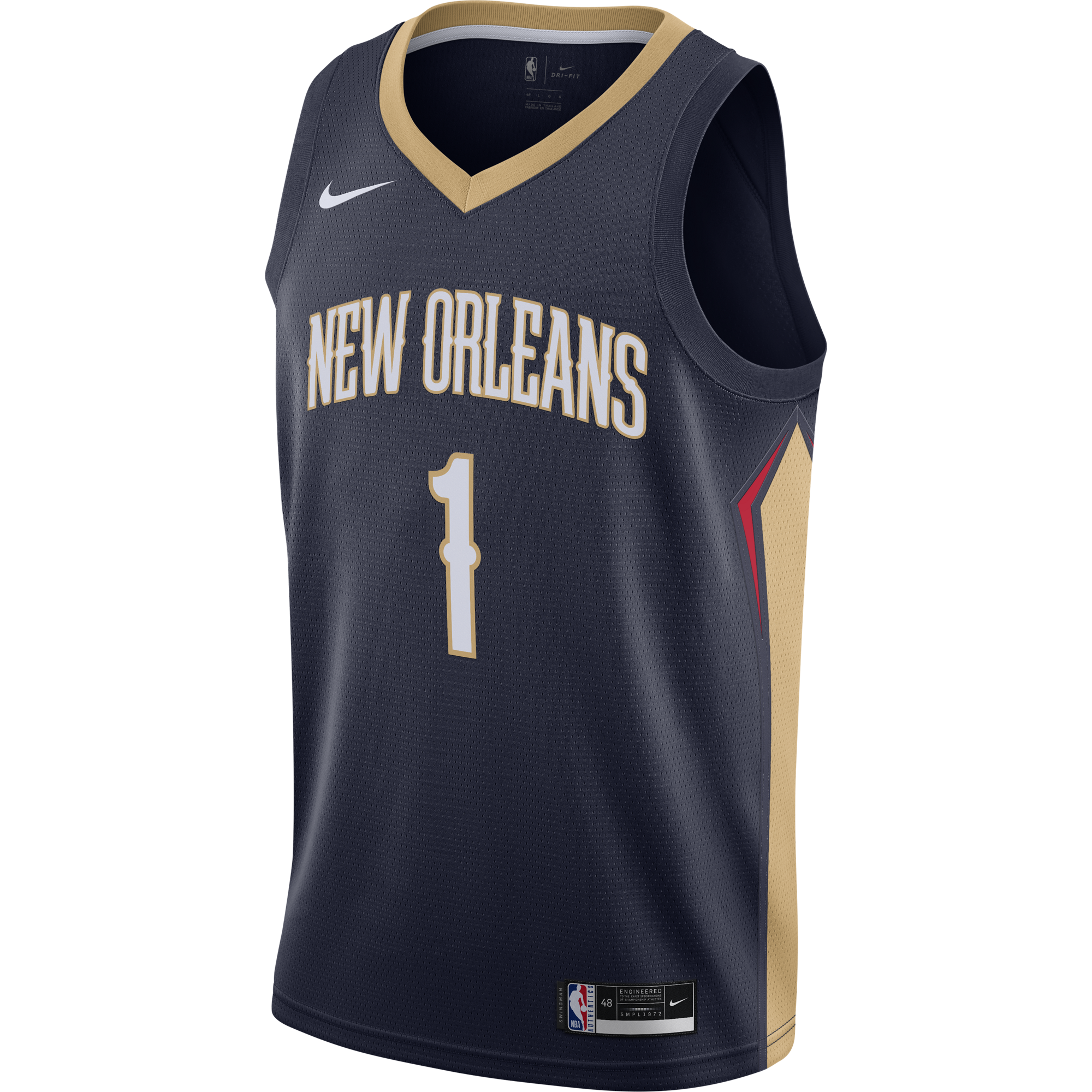 NIKE NBA NEW ORLEANS PELICANS ZION WILLIAMSON ICON EDITION SWINGMAN JERSEY COLLEGE NAVY