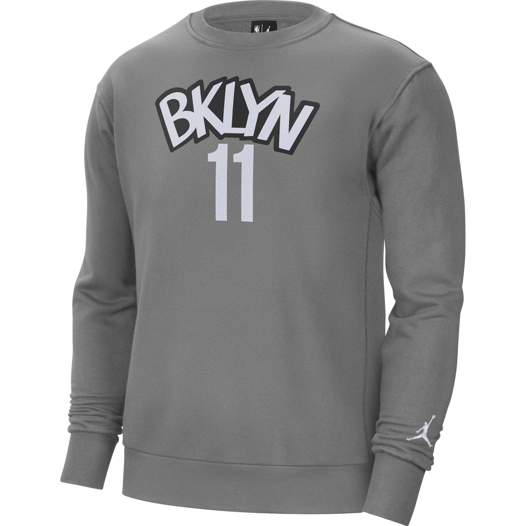 NIKE NBA BROOKLYN NETS KYRIE IRVING FLEECE CREW HOODIE DARK STEEL GREY