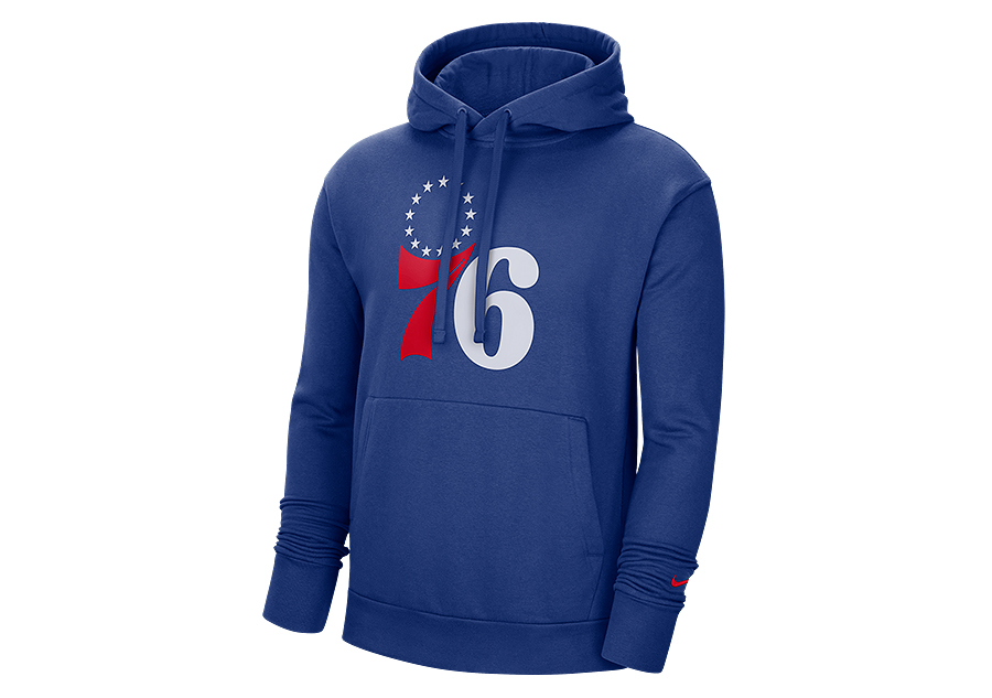 NIKE NBA PHILADELPHIA 76ERS ESSENTIAL LOGO PULLOVER HOODIE RUSH BLUE per 57 50 Basketzone