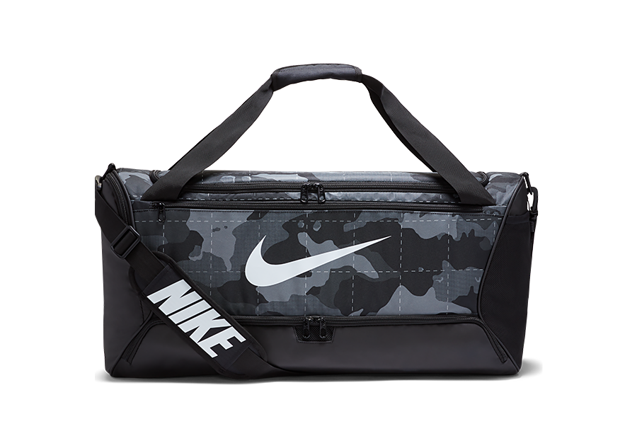 NIKE BRASILIA CAMO TRAINING DUFFEL BAG MEDIUM SMOKE GREY/