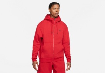 NIKE AIR JORDAN ESSENTIALS FLEECE FULL-ZIP HOODIE GYM RED