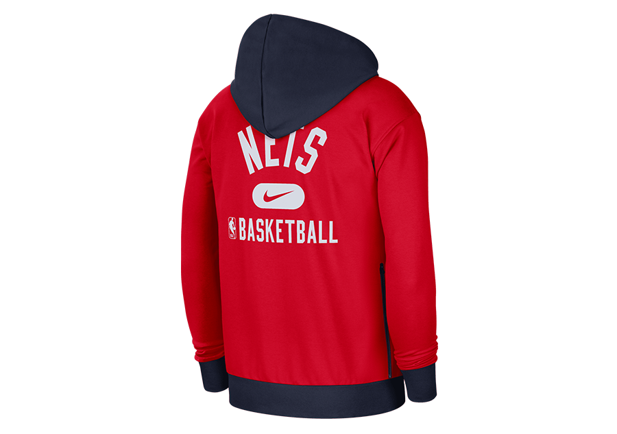 NIKE NBA BROOKLYN NETS FLEECE FULL-ZIP COURTSIDE UNIVERSITY RED