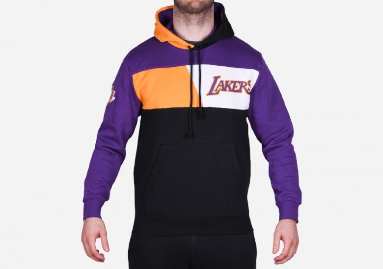 MITCHELL & NESS COLOR BLOCKED FLEECE HOODIE LOS ANGELES LAKERS