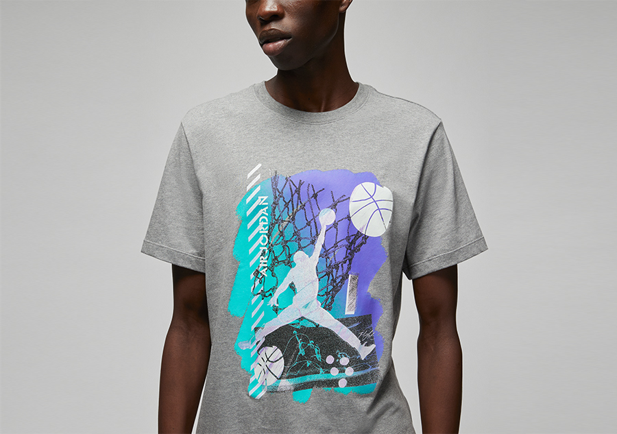 NIKE AIR JORDAN BRAND GRAPHIC CREW 1 TEE CARBON HEATHER per 37 50